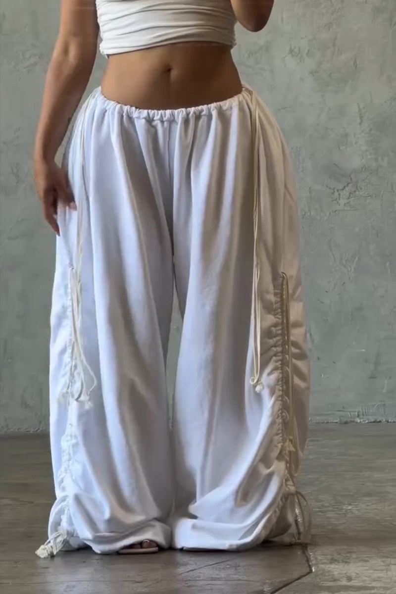 Pantalon décontracté ample pour femme avec cordon de serrage à la taille et à l'ourlet
