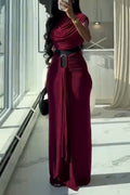 Robes longues élégantes à col rond et taille cintrée pour femme