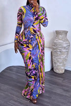 Robes longues décontractées élégantes et colorées à col rond et coupe ajustée pour femmes