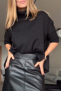 Haut col montant tempérament femme ou Jupe en cuir épissée