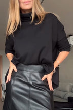 Haut col montant tempérament femme ou Jupe en cuir épissée
