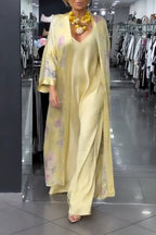 Ensemble élégant décontracté : Robe Camisole + Cardigan imprimé pour femme