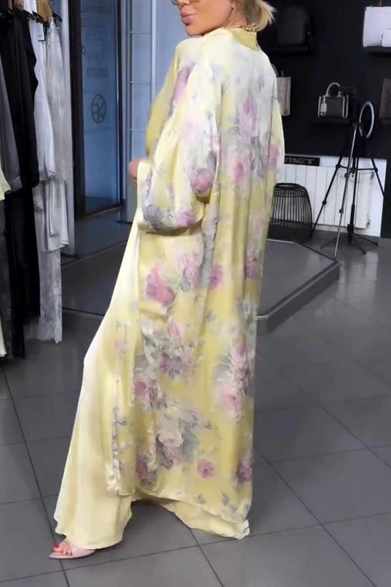 Ensemble élégant décontracté : Robe Camisole + Cardigan imprimé pour femme