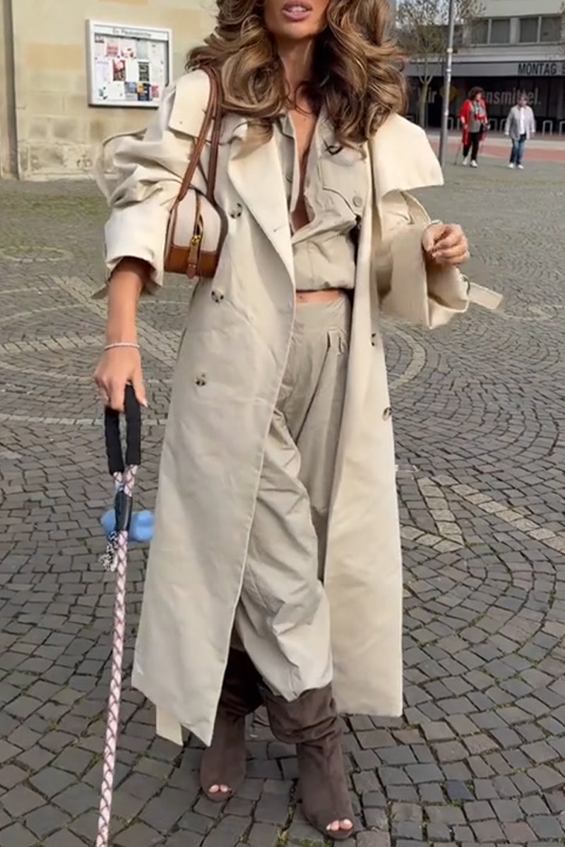 Trench-coat décontracté à col pour femme