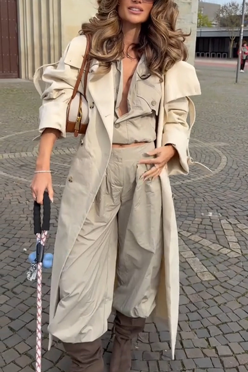 Trench-coat décontracté à col pour femme