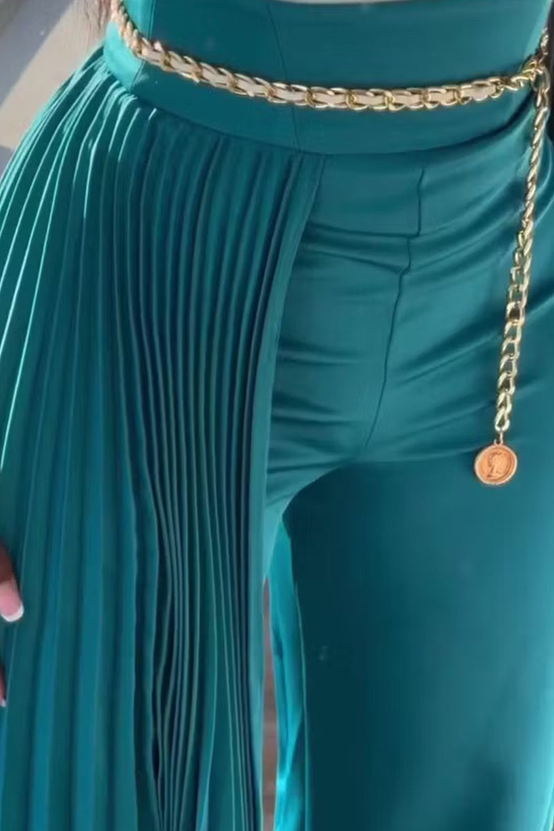 Pantalon de soirée long pour femme avec traîne plissée