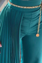 Pantalon de soirée long pour femme avec traîne plissée