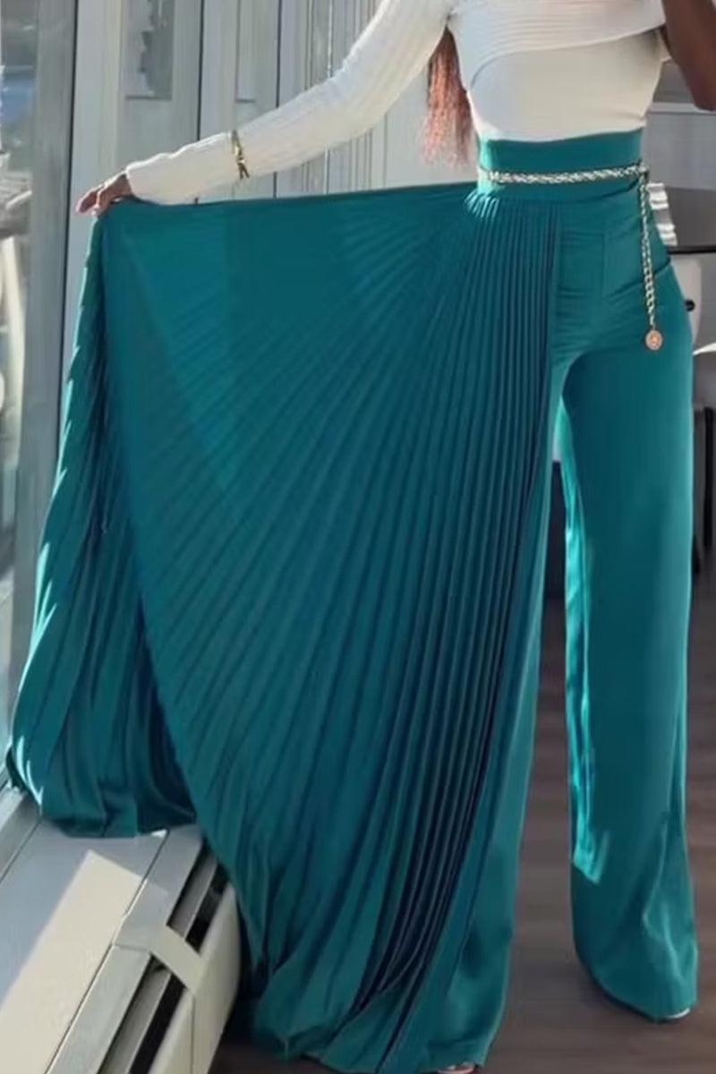 Pantalon de soirée long pour femme avec traîne plissée