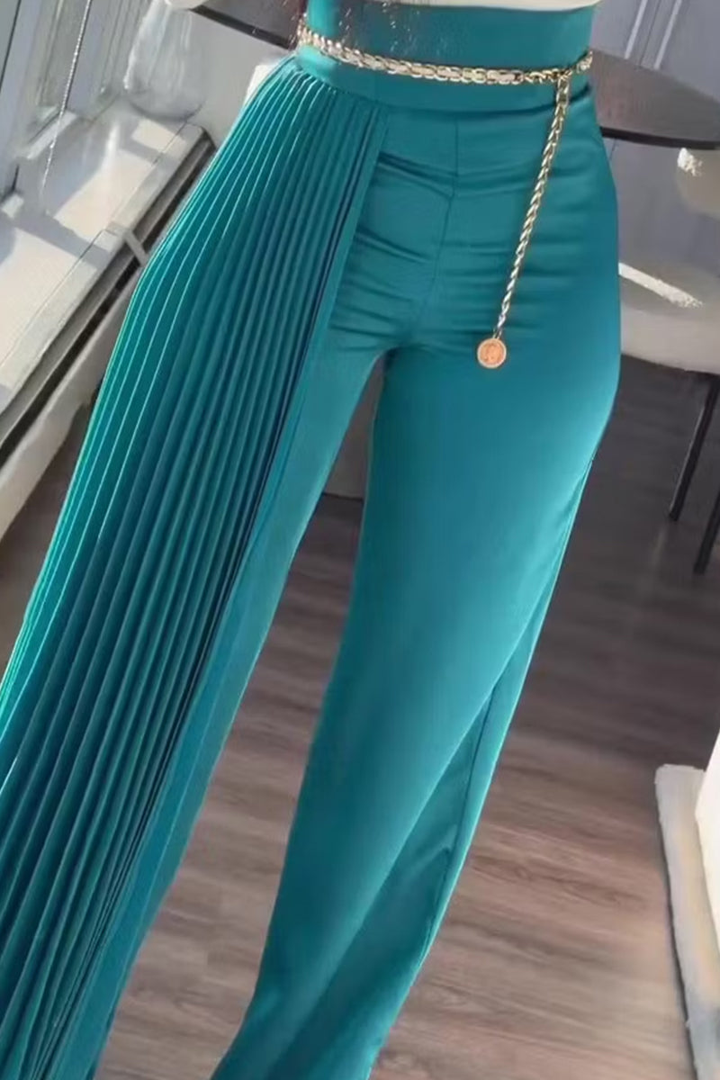 Pantalon de soirée long pour femme avec traîne plissée