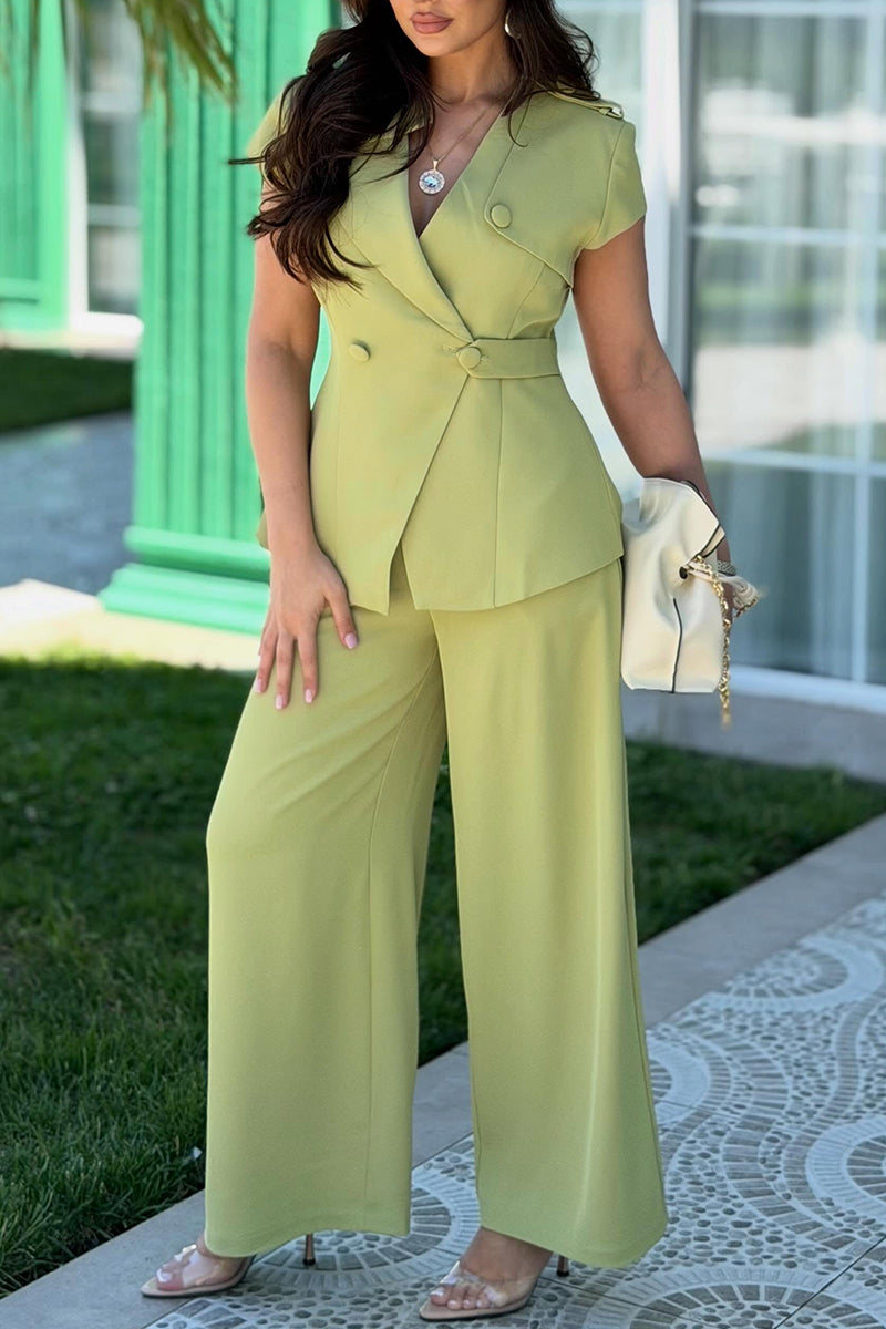 Ensemble tailleur-pantalon de costume formel pour femme avec veste à col pour le travail