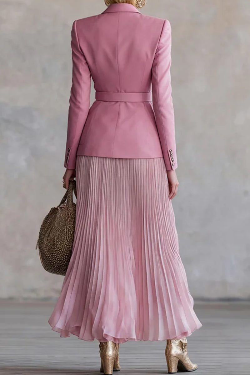 Ensemble Chic de Veste à Col et Jupe Plissée pour Femme