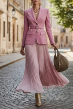 Ensemble Chic de Veste à Col et Jupe Plissée pour Femme