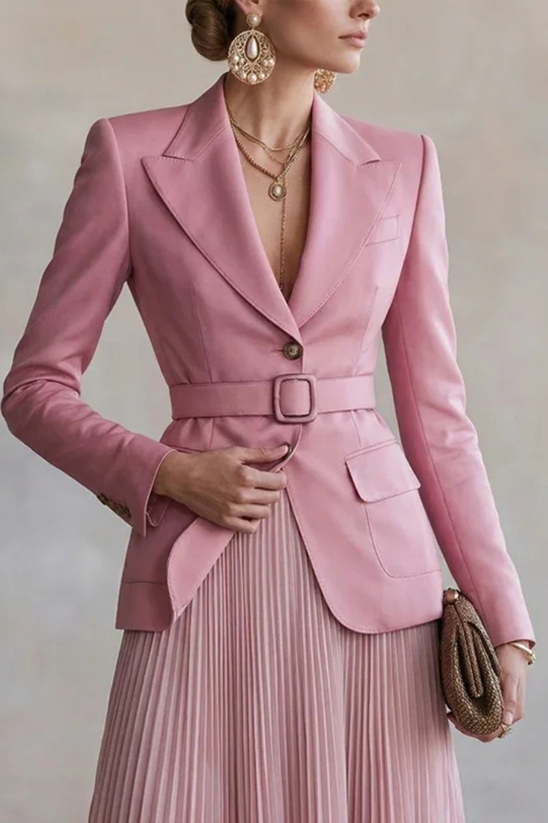 Ensemble Chic de Veste à Col et Jupe Plissée pour Femme