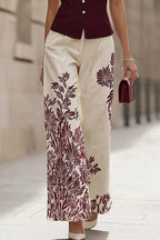 Ensemble élégant sans manches à col rond et pantalon imprimé pour femme