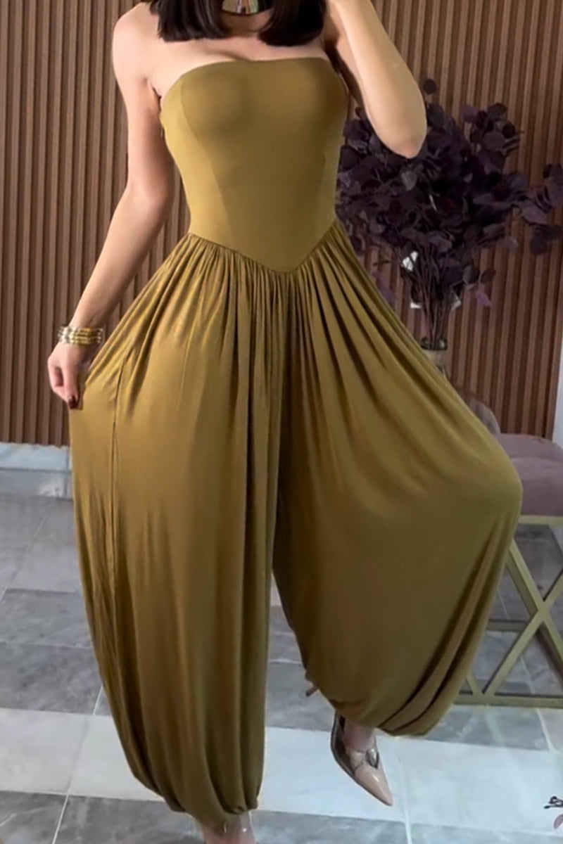 Combinaison bustier décontractée pour femme avec ourlet resserré