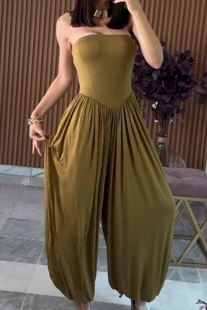 Combinaison bustier décontractée pour femme avec ourlet resserré