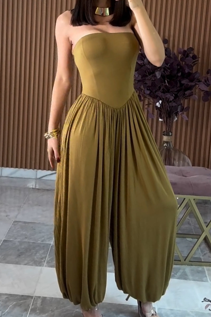 Combinaison bustier décontractée pour femme avec ourlet resserré