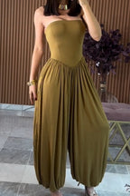 Combinaison bustier décontractée pour femme avec ourlet resserré