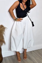 Pantalon Souple Décontracté Femme Coupe Ballon Cheville Resserrée