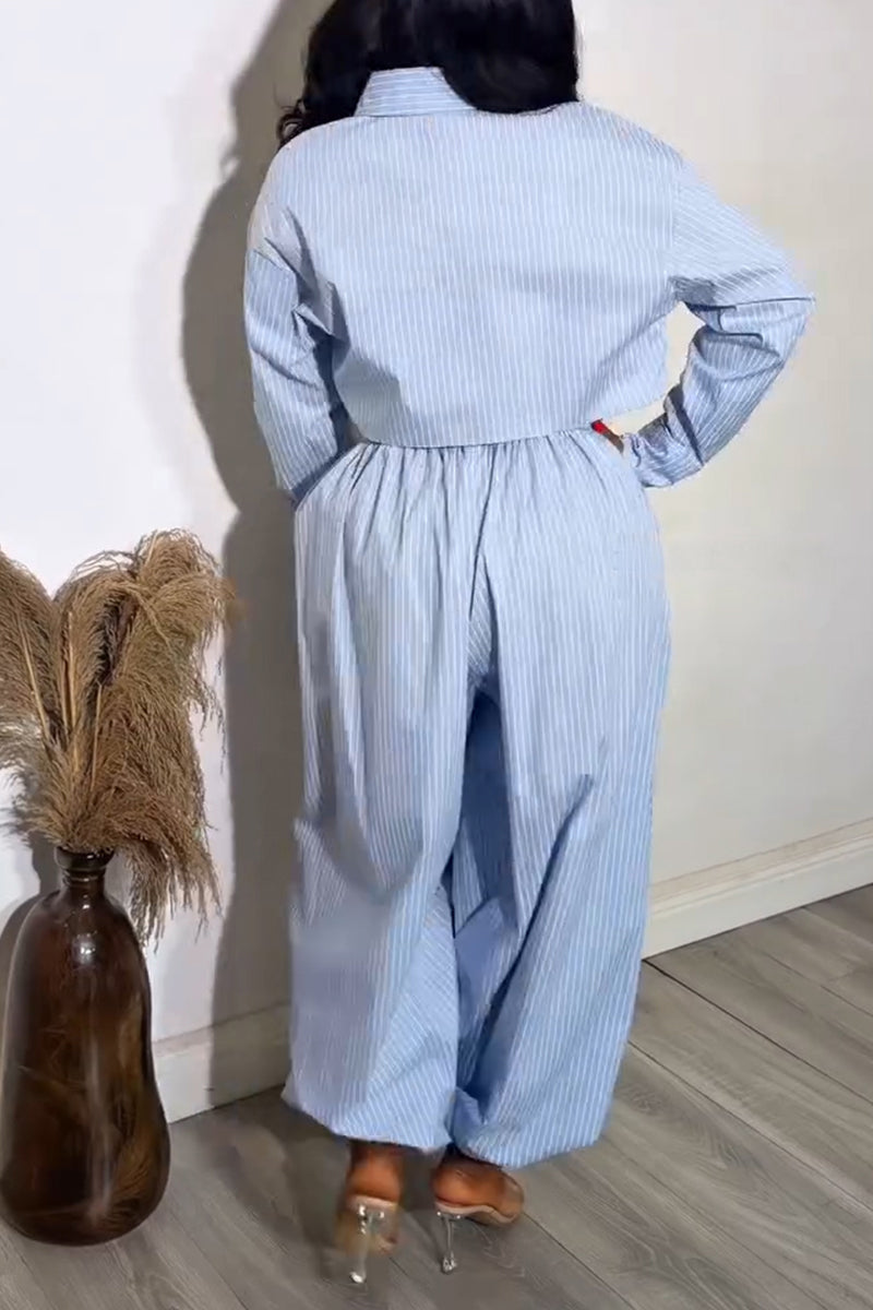 Ensemble trois pièces gilet, chemise et pantalon de jogging rayés décontracté pour femme