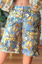 Women's Loose Sexy Butterfly Print Vacation Top Or Loose Fit Cropped Denim Pants With A Butterfly Design