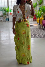 Femmes Vacances Décontracté Style Chemise imprimée à col rabattu ou Jupe patchwork