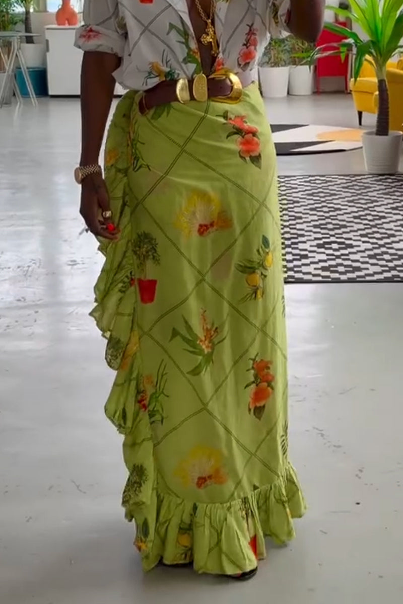 Femmes Vacances Décontracté Style Chemise imprimée à col rabattu ou Jupe patchwork