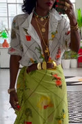 Femmes Vacances Décontracté Style Chemise imprimée à col rabattu ou Jupe patchwork