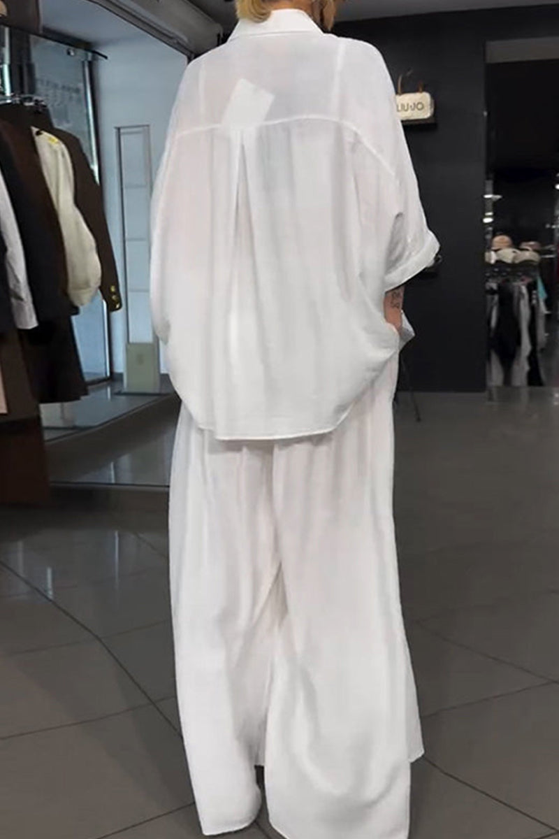 Chemisier imprimé coupe décontractée femme ou pantalon ample imprimé à jambe large