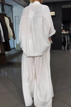 Chemisier imprimé coupe décontractée femme ou pantalon ample imprimé à jambe large