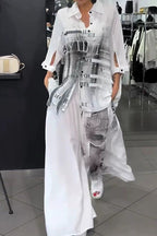 Chemisier imprimé coupe décontractée femme ou pantalon ample imprimé à jambe large