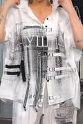 Chemisier imprimé coupe décontractée femme ou pantalon ample imprimé à jambe large
