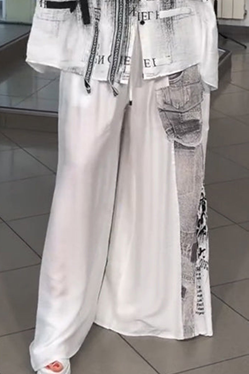 Chemisier imprimé coupe décontractée femme ou pantalon ample imprimé à jambe large