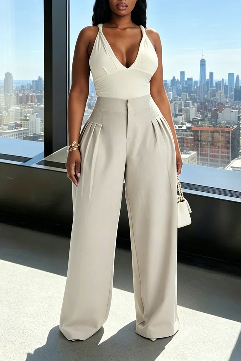 Pantalon simple à jambe large pour femmes