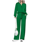 Ensemble de survêtement décontracté 2 pièces pour femme - Sweat-shirt à demi-zip et pantalon large avec cordon de serrage - Haut et pantalon de survêtement assortis pour le confort