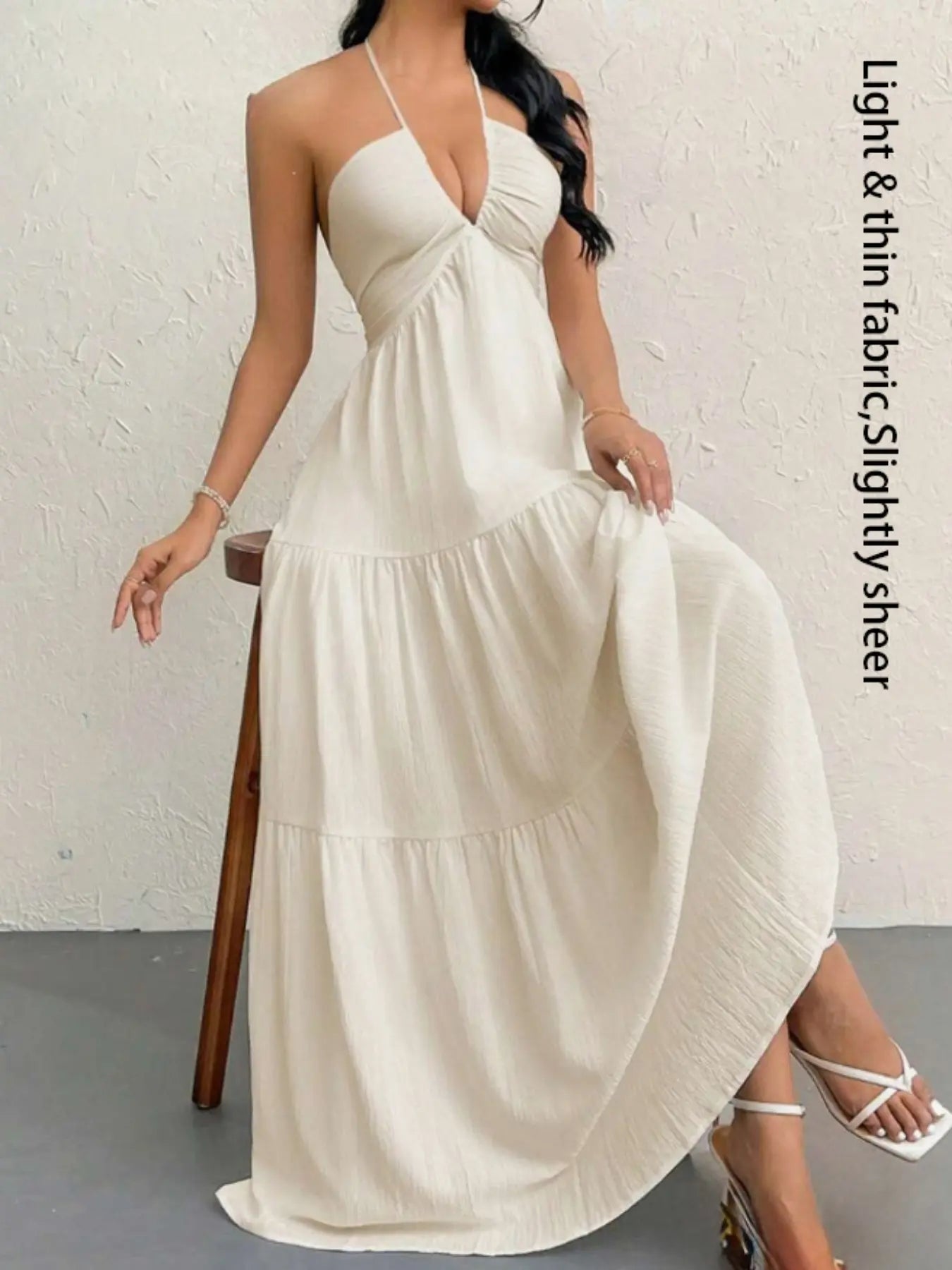Robe unie pour femme, vêtements d'été pour femme, robe décontractée sans manches et dos nu pour les vacances à la plage, vêtements d'été pour femme