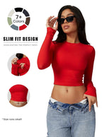 T-shirt sportiva da donna a girocollo tinta unita a compressione