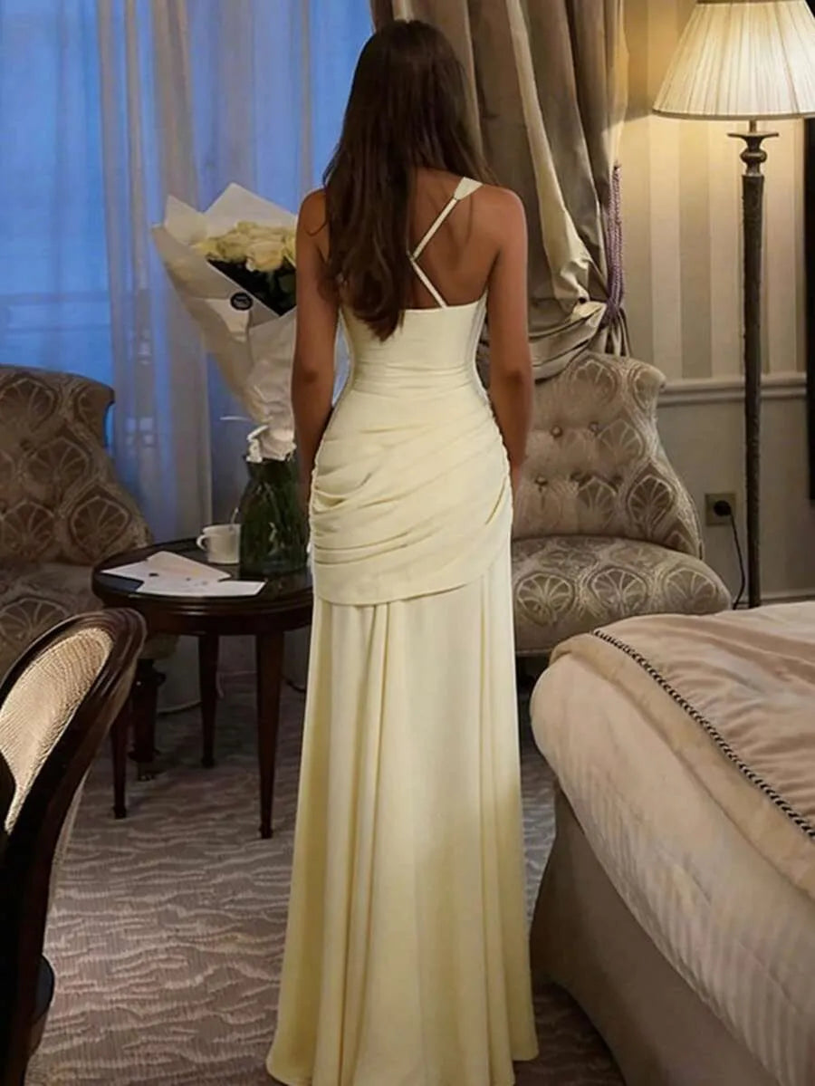 Women's Solid Color TIe-back Sleeveless Bodycon Slip Dress