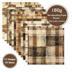 Blocco di carta per scrapbooking a quadri vintage, 15x15 cm, 24 fogli/12 motivi, fogli di carta decorativa monofacciale fai da te, carta a motivi geometrici per gli amanti del fai da te