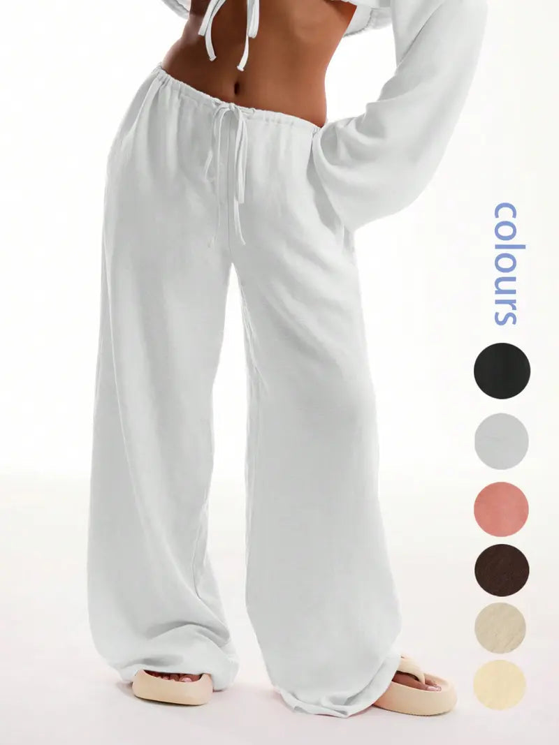Pantalon uni avec poches pour femme