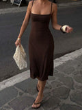 Women's Basic Solid Color Bodycon Slip Dress