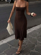 Women's Basic Solid Color Bodycon Slip Dress