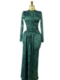 Women's O-Neck Long Sleeve Maxi Prom Dress