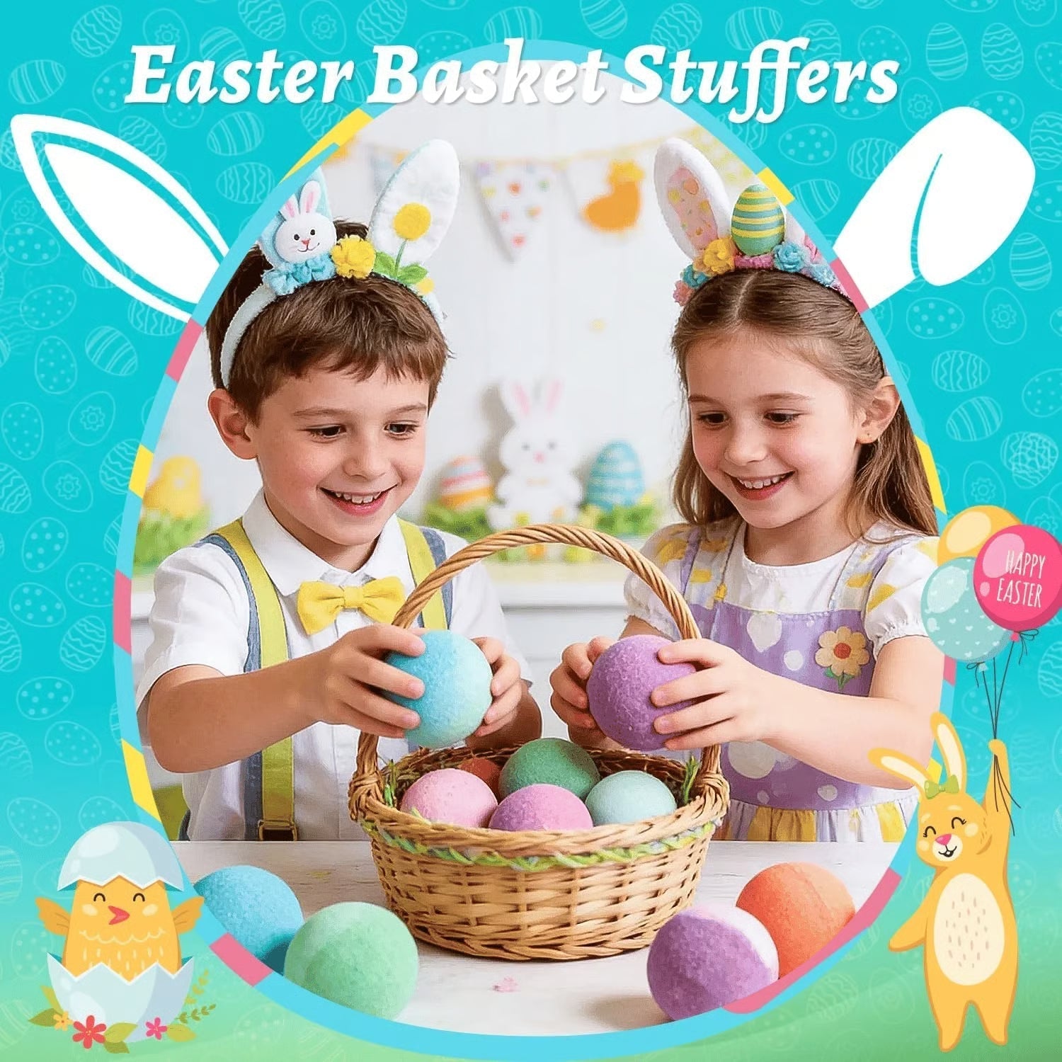🛁🐣Bath Bombs For Kids – 12 Pack With Surprise Toys Inside, Easter Basket Stuffers