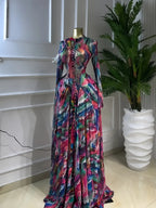 Women's Round-Neck Long Sleeve Woven Maxi Dress