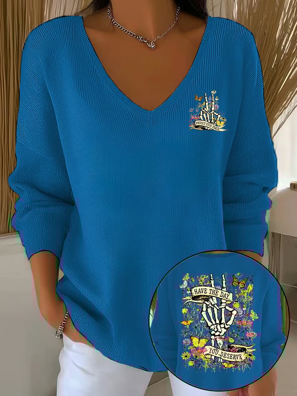 🔥Buy 3 Get 15% Off🔥Women's  Flower skull hand gesture Of WDNC Club We Do Not Care Menopause Perimenopause Print    Sweatshirt