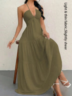 Robe unie pour femme, vêtements d'été pour femme, robe décontractée sans manches et dos nu pour les vacances à la plage, vêtements d'été pour femme