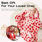 Coperta Indossabile con Cappuccio Oversize in Pile Sherpa, Felpa con Cappuccio con Maniche, Coperta con Cappuccio Accogliente e Gigante Extra Lunga per Adulti Donna Regalo Invernale (Fragola)