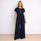[2026.NOHO] Lea, Completo Con Pantalone Fluido E Maglia Con Fiocco