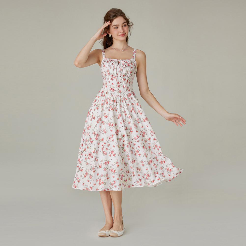 Robe longue d'été de style corset milkmaid sans manches à bretelles pour femme